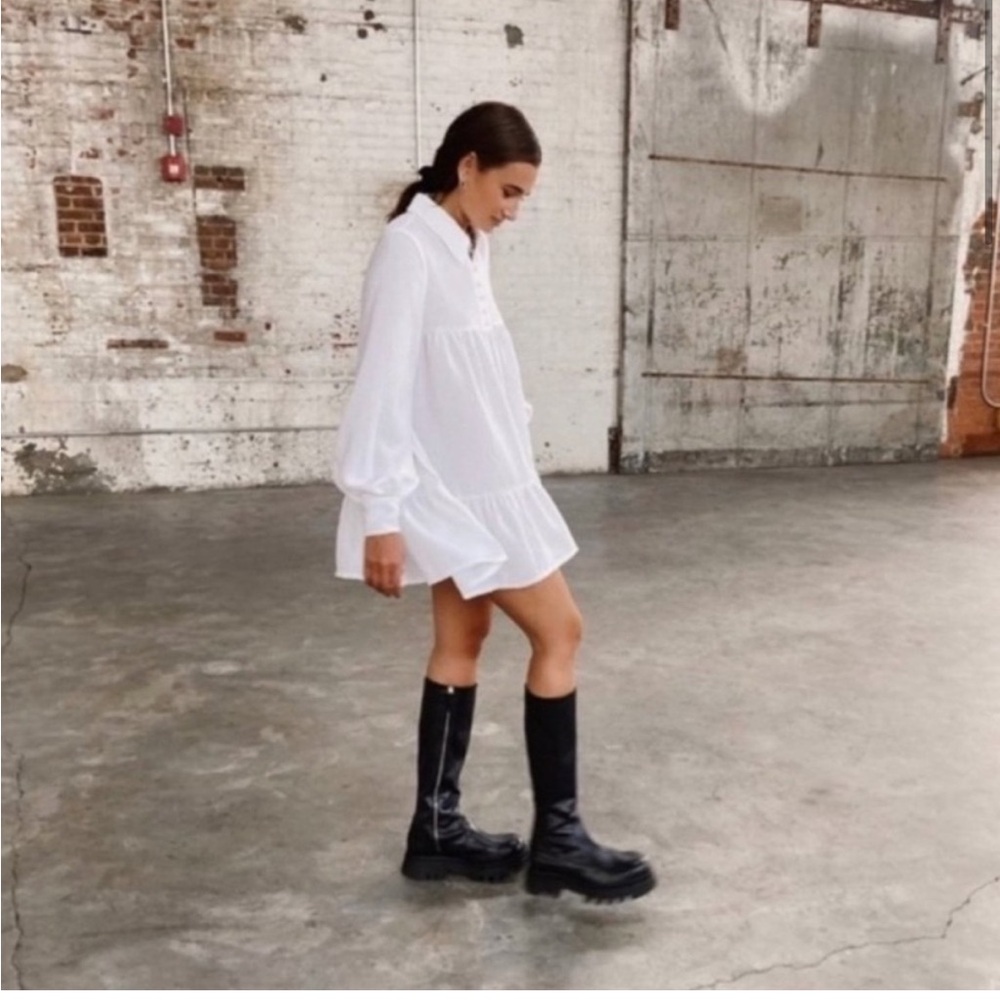 Danielle Bernstein Textured Woven Baby-Doll Mini Dress